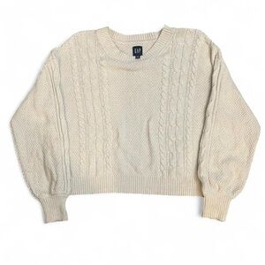 GAP Women's Ivory Cable Knit Sweater size M Petite